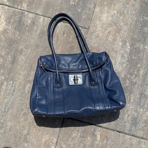 Vintage Y2K B. Makowsky Supple Blue Leather Slouchy Tote Bag, Oversized